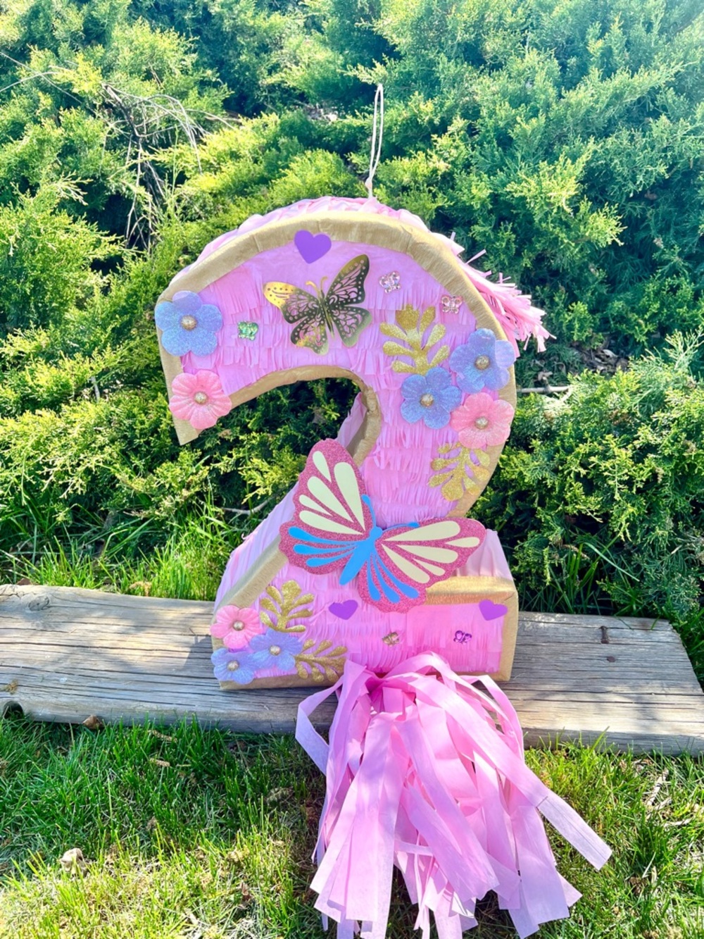 Pink Number 2 Butterfly Birthday Piñata